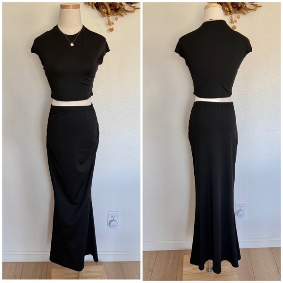 No Brand Dresses & Skirts - 🌞 Black Matching Top Maxi Skirt Set for Vacation Leisure